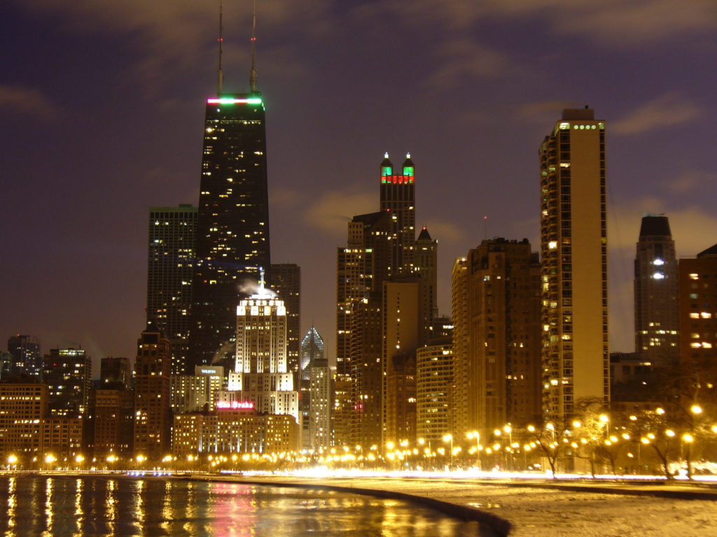 Chicago skyline at night